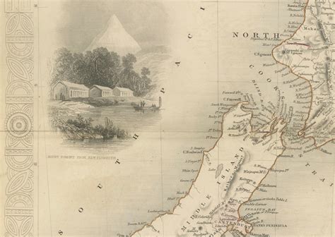 Map of New Zealand Showing Maori Culture and Early Colonial Settlements, 1851 For Sale at 1stDibs