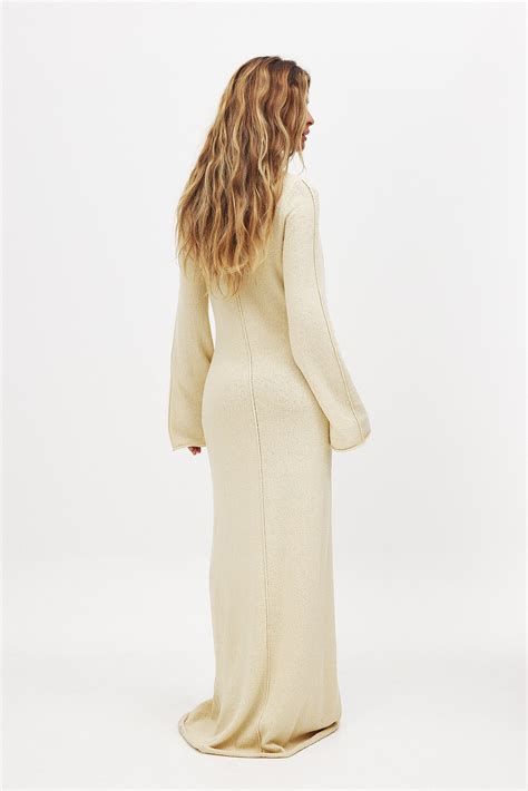 Fine Knitted Maxi Dress Beige | NA-KD