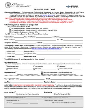 Fillable Online doa louisiana Request for Login Form - Louisiana.gov ...