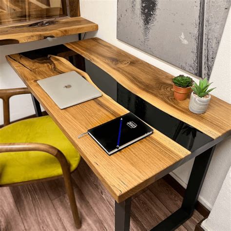 Modern Live Edge Epoxy Resin Office Desk