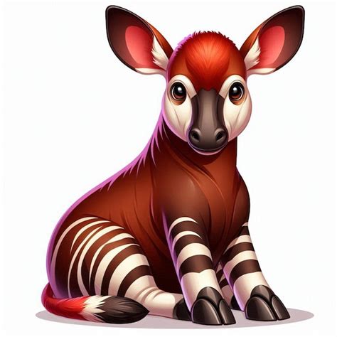 Cute Okapi Vector Ilustração de desenho animado fundo branco | vetor ...