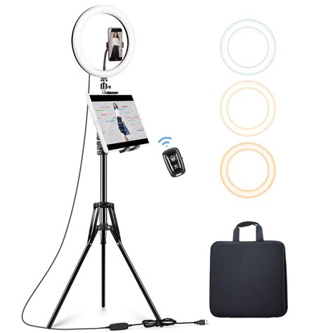 elitehood 12’’ Ring Light for iPad, LED Ring Light with Tripod Stand ...