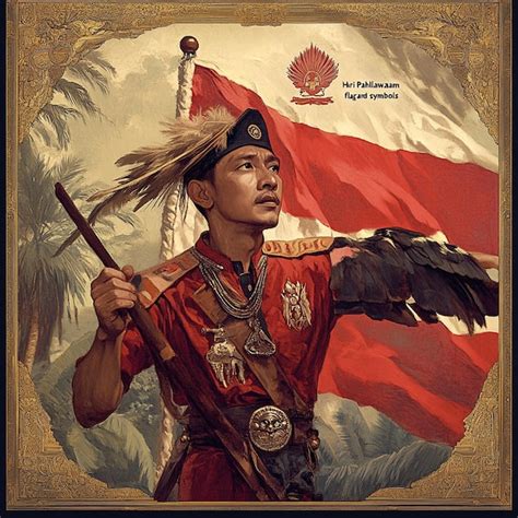 Symbols of patriotism national flags and emblems for hari pahlawan ...