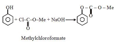 Phenol reacts with methyl chloroformate in the presence of N