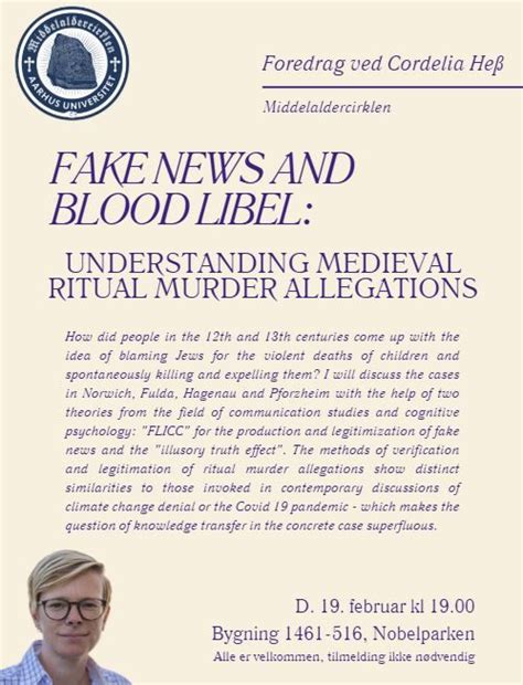 Cordelia Heß: "Fake News and Blood Libel: Understanding Medieval Ritual ...