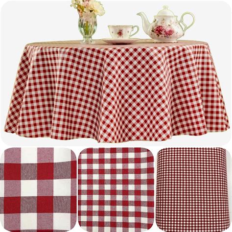Round Polycotton Gingham tablecloth Country Retro Style Checked Table ...