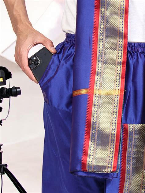 Blue Readymade Dhoti Dupatta Set - Velcro Dhoti Set for Men ...