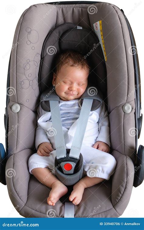 Cute Newborn Smiling in Car Seat Stock Photo - Image of safely, newborn ...