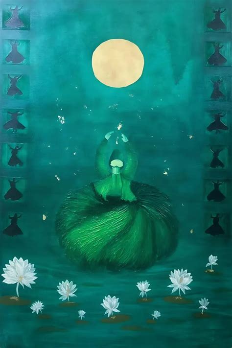 "Noor": Blue-Green Religious painting by Purva Tenani | ArtZolo.com