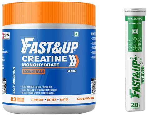 Fast&Up Creatine Monohydrate (250 gms, 83 Servings) - Unflavored & Fast ...