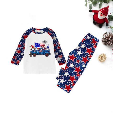 bbyeadc 4th of July Matching Pajamas for Children Loose Patriotic Stars ...