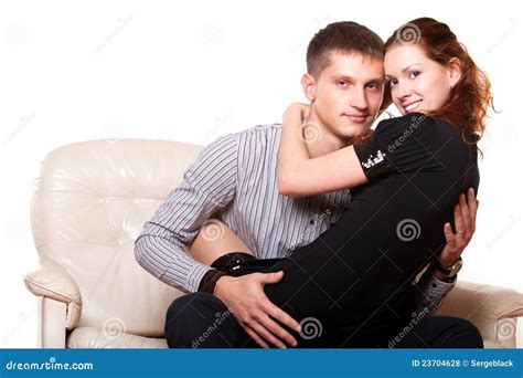Young Woman Sitting on Lap Man Stock Photo - Image of smile, couple ...