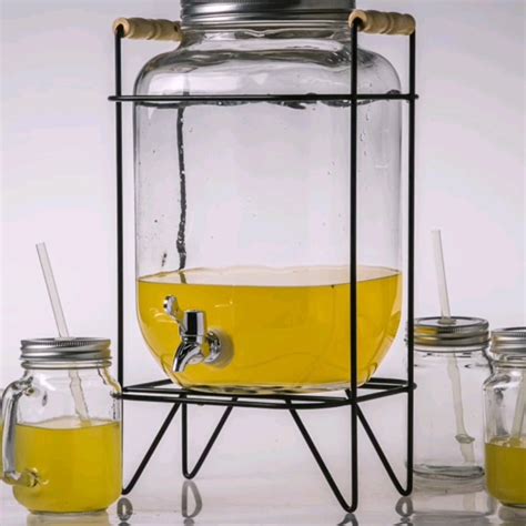 Four Mason Jars 8l Beverage Cool Glass Drink Dispenser With Tap - Buy ...