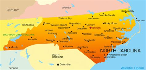 Printable Map Of North Carolina Cities