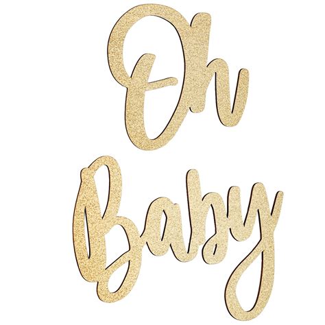 OH BABY Sign (Wooden/Gold) for Baby Shower Party Banner, Gender Reveal ...