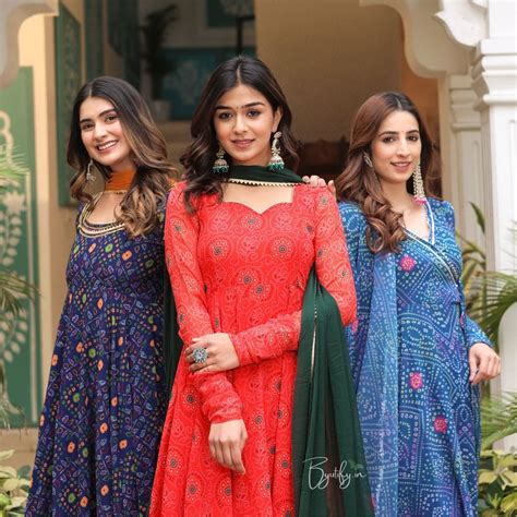 Red Bandhani Printed Anarkali Suit Set With Duptta – Byutify.in