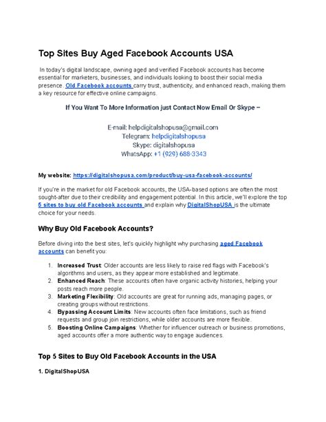 Top Sites Buy Aged Facebook Accounts USA - Old Facebook accounts carry ...