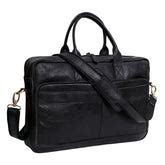 AUSTIN LAPTOP LEATHER BRIEFCASE - BLACK