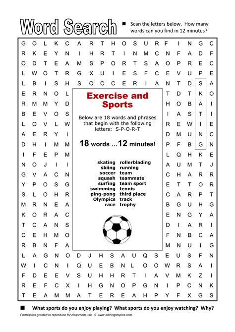 Exercise Word Search Puzzles 的图像结果