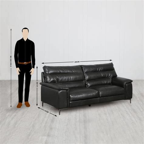 Buy Mayflower Leather 3-Seater Sofa - Black from Home Centre at just ...