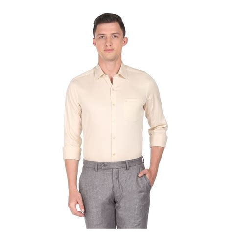 Buy Arrow Men Beige Pure Cotton Formal Shirt Online
