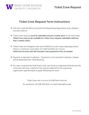 Fillable Online depts washington Ticket Crew Request - depts washington ...
