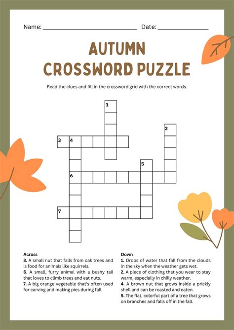 Fall Crossword Puzzle