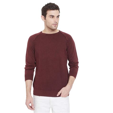 Crimsoune Club Mens Maroon Self Design Sweater - (S): Amazon.in ...