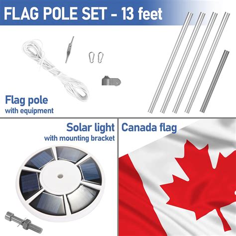BRUBAKER Flagpole Set with Canada Flag and Solar India | Ubuy