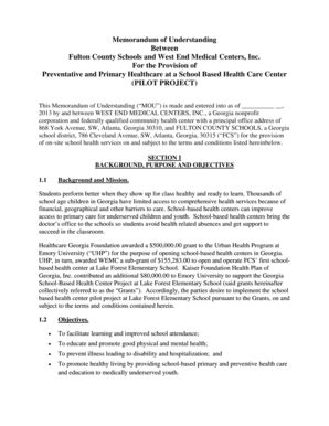 Fillable Online MOU - Fulton County Schools and West End Medical ...