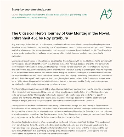 The Classical Hero's Journey of Guy Montag in the Novel, Fahrenheit 451 ...