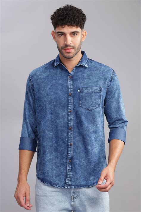 Shop Cloud Wash Single Pocket Blue Denim For Men Online