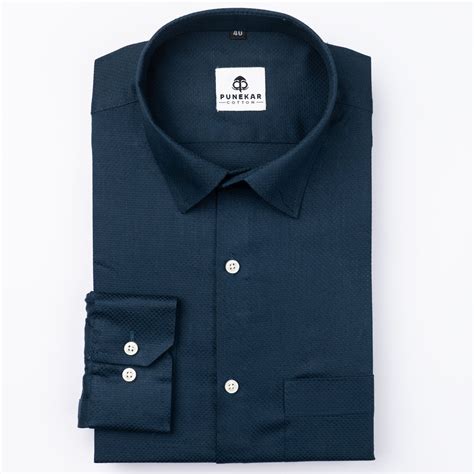 Peacock Blue Color Dobby Cotton Shirt For Men – Punekar Cotton