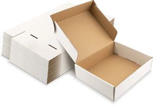 Agwan Self-Locking Box Craft Paper Corrugated White Mailer – 4x4x1.5 ...