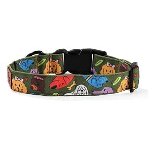 Buy Lana Paws Butter Pups Olive Green Skin-Friendly, Fabric Dog Collar ...