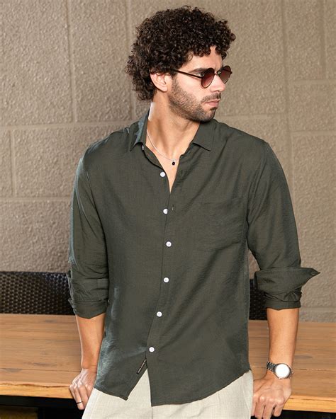 Buy Men's Olive Green Shirt Online in India at Bewakoof