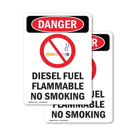 (2 Pack) Diesel Fuel Flammable OSHA Danger Sign 18 Inch X 24 Inch Vinyl ...