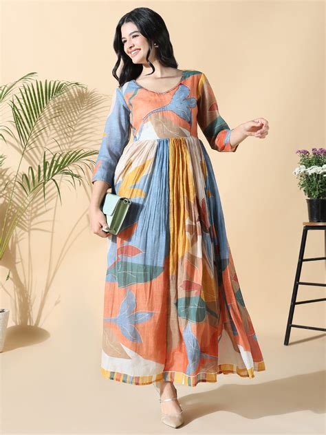 SHOWOFF Women's Multi Floral Anarkali Kurta