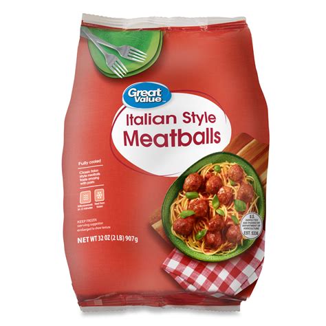 Great Value Fully Cooked Italian Style Meatballs, Beef and Pork, 32 oz ...