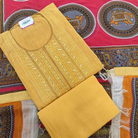 Set 28-16th Sep - Premium Cotton handloom Mustard Kurta - Patra ...