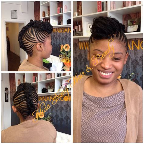 Simple cornrows in a Mohican style | Hair and beauty salon, Scarf ...