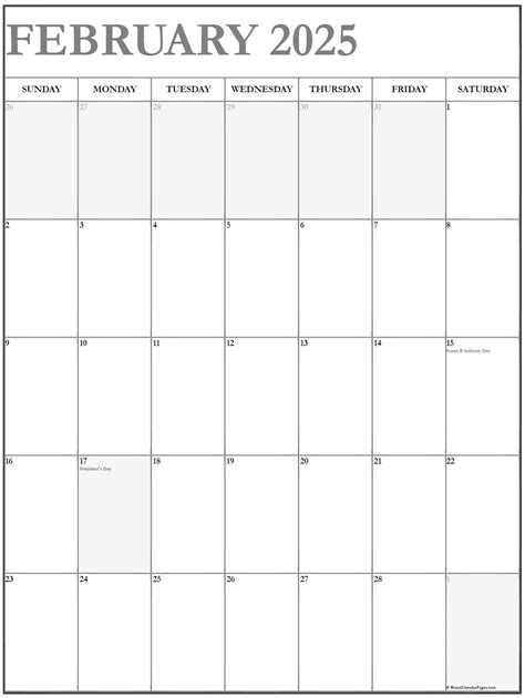 Printable February 2025 Calendar - Classic Blank Sheet
