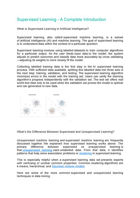 Supervised Learning - The goal of supervised learning is to understand ...