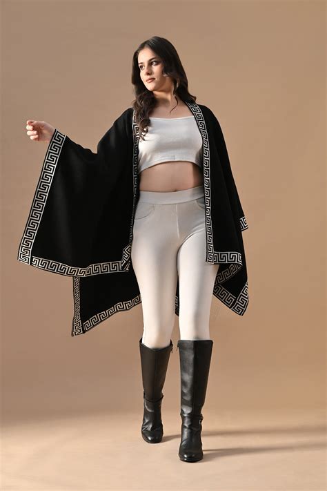 Winter Black Woven Poncho – SABHYATA CLOTHING