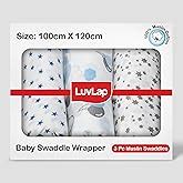Buy LuvLap 100% Cotton Muslin Baby Swaddle Set, Pack of 3, Size-120cm x ...