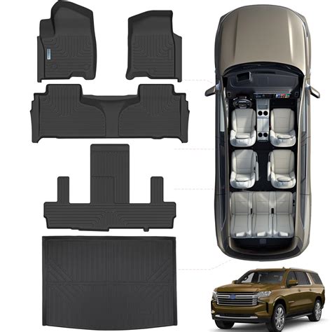 SANBAN-AXE Floor Mats & Trunk mat for 2021-2024 2025 Chevrolet Suburban ...
