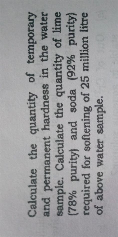 A water sample had the following constituents per litre : Caco, = 160 ...
