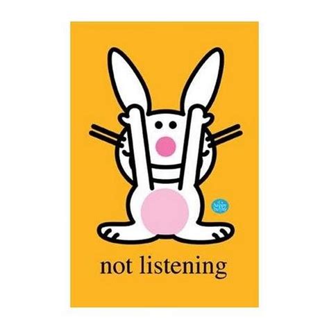 Buyartforless Happy Bunny Listening (Not Listening) by Jim Benton 34x22 ...