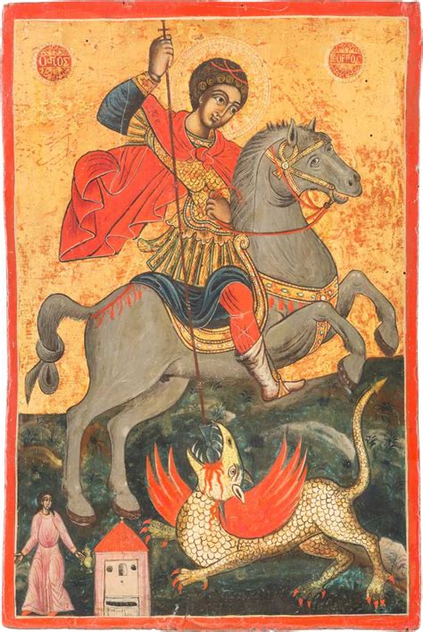 A MONUMENTAL ICON OF ST GEORGE THE DRAGON SLAYER for sale — buy online ...