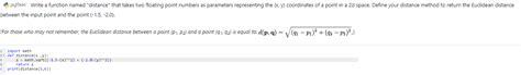 How to Write Program for Distance Between 2 Point by Using Python 的图像结果
